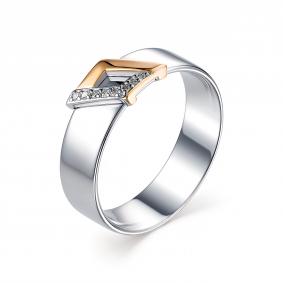 Серебряное кольцо АЛЬКОР с золотой накладкой и бриллиантом 01-1106/000Б-00 01-1106/000Б-00 фото