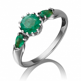 Кольцо из белого золота Platina 01-1146-00-103-1120-30 с изумрудом 01-1146-00-103-1120-30 фото