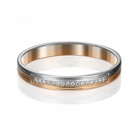 Обручальное кольцо из комбинированного золота Platina с бриллиантом 01-1171-00-101-1111-30 01-1171-00-101-1111-30 фото