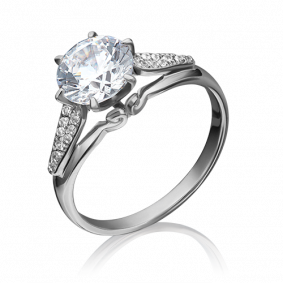 Кольцо из белого золота Platina 01-1177-00-501-1120-38 с фианитом 01-1177-00-501-1120-38 фото