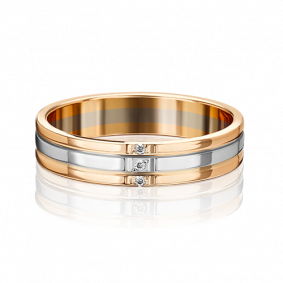Обручальное кольцо из комбинированного золота Platina с бриллиантом 01-1200-00-101-1111-30 01-1200-00-101-1111-30 фото