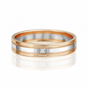 Обручальное кольцо из комбинированного золота Platina с бриллиантом 01-1201-00-101-1111-30 01-1201-00-101-1111-30 фото