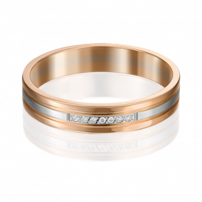 Обручальное кольцо из комбинированного золота Platina с бриллиантом 01-1204-00-101-1111-30 01-1204-00-101-1111-30 фото