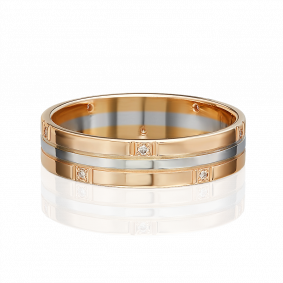 Обручальное кольцо из комбинированного золота Platina с бриллиантом 01-1229-00-101-1111-30 01-1229-00-101-1111-30 фото