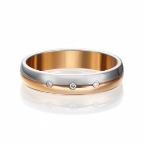 Обручальное кольцо из комбинированного золота Platina с бриллиантом 01-1231-00-101-1111-30 01-1231-00-101-1111-30 фото