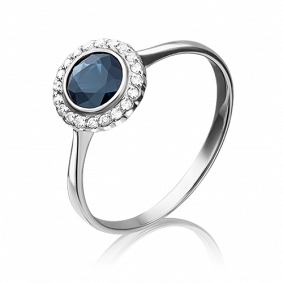 Кольцо из белого золота Platina 01-1284-00-105-1120-30 с бриллиантом и сапфиром 01-1284-00-105-1120-30 фото