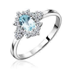Серебряное кольцо Platina 01-1287-00-207-0200 с топазом и фианитом 01-1287-00-207-0200 фото
