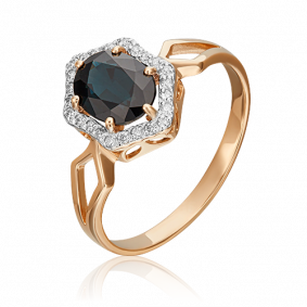 Золотое кольцо Platina 01-1289-00-105-1110-30 с бриллиантом и сапфиром 01-1289-00-105-1110-30 фото