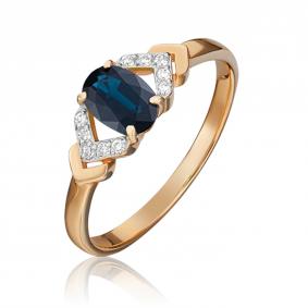 Золотое кольцо Platina 01-1291-00-105-1110-30 с бриллиантом и сапфиром 01-1291-00-105-1110-30 фото