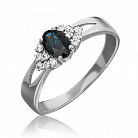 Кольцо из белого золота Platina 01-1294-00-105-1120-30 с бриллиантом и сапфиром 01-1294-00-105-1120-30 фото