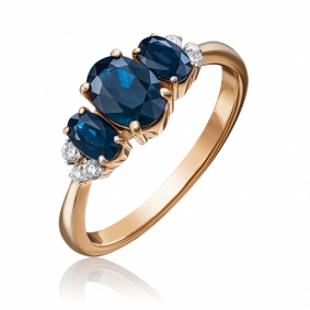 Золотое кольцо Platina 01-1295-00-105-1110-30 с бриллиантом и сапфиром 01-1295-00-105-1110-30 фото