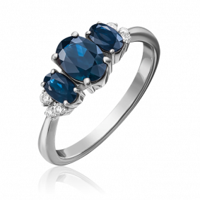 Кольцо из белого золота Platina 01-1296-00-105-1120-30 с бриллиантом и сапфиром 01-1296-00-105-1120-30 фото