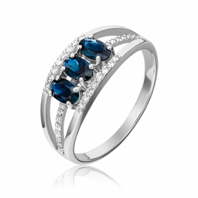 Кольцо из белого золота Platina 01-1306-00-105-1120-30 с бриллиантом и сапфиром 01-1306-00-105-1120-30 фото