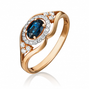 Золотое кольцо Platina 01-1307-00-105-1110-30 с бриллиантом и сапфиром 01-1307-00-105-1110-30 фото