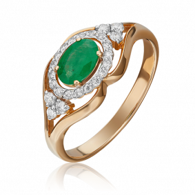 Золотое кольцо Platina 01-1307-00-106-1110-30 с бриллиантом и изумрудом 01-1307-00-106-1110-30 фото