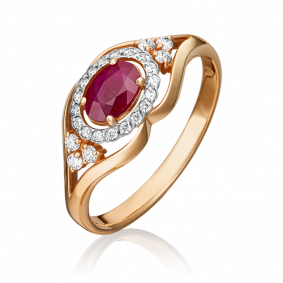 Золотое кольцо Platina 01-1307-00-107-1110-30 с бриллиантом и рубином 01-1307-00-107-1110-30 фото