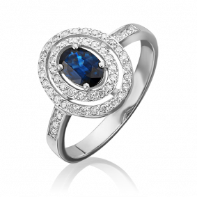 Кольцо из белого золота Platina 01-1310-00-105-1120-30 с бриллиантом и сапфиром 01-1310-00-105-1120-30 фото