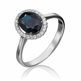 Кольцо из белого золота Platina 01-1312-00-105-1120-30 с бриллиантом и сапфиром 01-1312-00-105-1120-30 фото