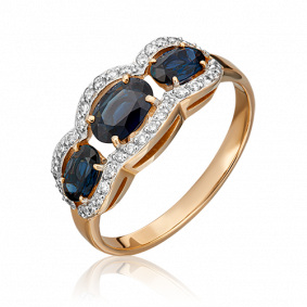 Золотое кольцо Platina 01-1315-00-105-1110-30 с бриллиантом и сапфиром 01-1315-00-105-1110-30 фото