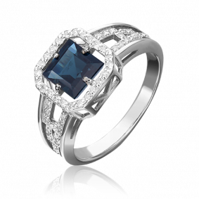 Кольцо из белого золота Platina 01-1322-00-105-1120-30 с бриллиантом и сапфиром 01-1322-00-105-1120-30 фото
