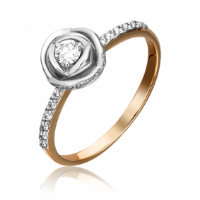 Кольцо из комбинированного золота Platina 01-1335-00-101-1111-30 с бриллиантом 01-1335-00-101-1111-30 фото