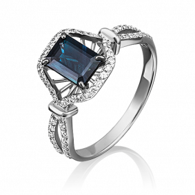 Кольцо из белого золота Platina 01-1340-00-105-1120-30 с бриллиантом и сапфиром 01-1340-00-105-1120-30 фото