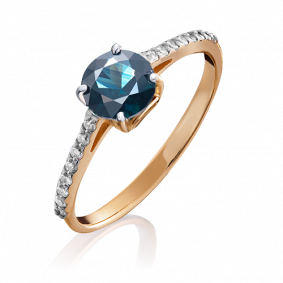 Золотое кольцо Platina 01-1343-00-105-1110-30 с бриллиантом и сапфиром 01-1343-00-105-1110-30 фото