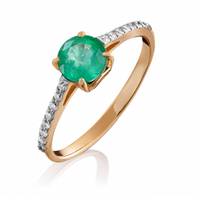 Золотое кольцо Platina 01-1343-00-106-1110-30 с бриллиантом и изумрудом 01-1343-00-106-1110-30 фото