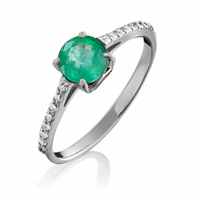 Кольцо из белого золота Platina 01-1344-00-106-1120-30 с бриллиантом и изумрудом 01-1344-00-106-1120-30 фото