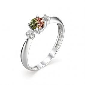 Серебряное кольцо АЛЬКОР 01-1347/00СТ-00 с фианитом и султанитом 01-1347/00СТ-00 фото