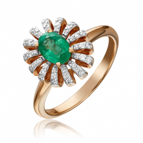 Золотое кольцо Platina 01-1349-00-106-1110-30 с бриллиантом и изумрудом 01-1349-00-106-1110-30 фото