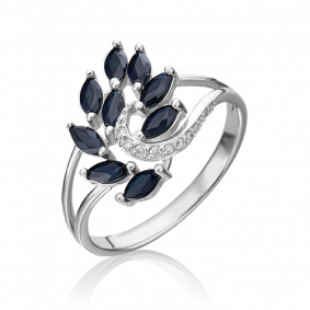 Кольцо из белого золота Platina 01-1354-00-105-1120-30 с бриллиантом и сапфиром 01-1354-00-105-1120-30 фото