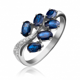 Кольцо из белого золота Platina 01-1383-00-105-1120-30 с бриллиантом и сапфиром 01-1383-00-105-1120-30 фото