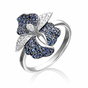 Кольцо из белого золота Platina 01-1385-00-105-1120-30 с бриллиантом и сапфиром 01-1385-00-105-1120-30 фото