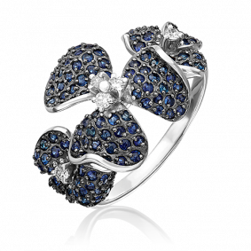 Золотое кольцо Platina 01-1388-00-105-1120-30 с бриллиантом и сапфиром 01-1388-00-105-1120-30 фото