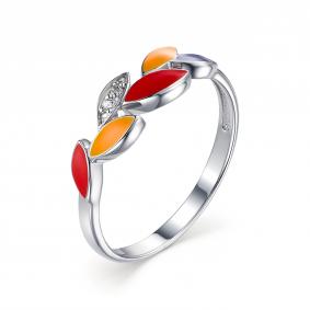 Серебряное кольцо АЛЬКОР 01-1391/ЭМ86-00 с фианитом и эмалью 01-1391/ЭМ86-00 фото