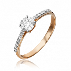 Кольцо из комбинированного золота Platina 01-1393-00-101-1111-30 с бриллиантом 01-1393-00-101-1111-30 фото