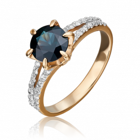 Золотое кольцо Platina 01-1401-00-105-1110-30 с бриллиантом и сапфиром 01-1401-00-105-1110-30 фото