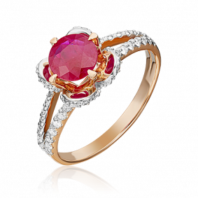 Кольцо из комбинированного золота Platina 01-1403-00-107-1111-30 с бриллиантом и рубином 01-1403-00-107-1111-30 фото