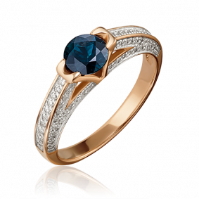 Золотое кольцо Platina 01-1407-00-105-1110-30 с бриллиантом и сапфиром 01-1407-00-105-1110-30 фото