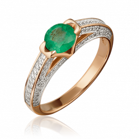 Золотое кольцо Platina 01-1407-00-106-1110-30 с бриллиантом и изумрудом 01-1407-00-106-1110-30 фото