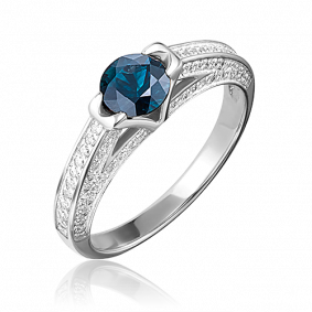 Кольцо из белого золота Platina 01-1408-00-105-1120-30 с бриллиантом и сапфиром 01-1408-00-105-1120-30 фото