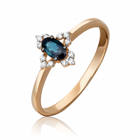 Золотое кольцо Platina 01-1419-00-105-1110-30 с бриллиантом и сапфиром 01-1419-00-105-1110-30 фото