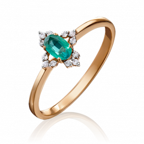 Золотое кольцо Platina 01-1419-00-106-1110-30 с бриллиантом и изумрудом 01-1419-00-106-1110-30 фото