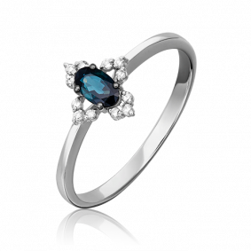 Кольцо из белого золота Platina 01-1420-00-105-1120-30 с бриллиантом и сапфиром 01-1420-00-105-1120-30 фото