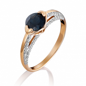 Золотое кольцо Platina 01-1421-00-105-1110-30 с бриллиантом и сапфиром 01-1421-00-105-1110-30 фото