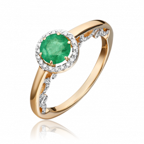 Золотое кольцо Platina 01-1431-00-106-1110-30 с бриллиантом и изумрудом 01-1431-00-106-1110-30 фото