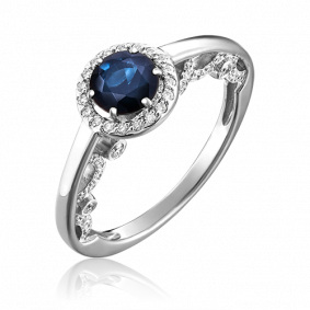 Кольцо из белого золота Platina 01-1432-00-105-1120-30 с бриллиантом и сапфиром 01-1432-00-105-1120-30 фото