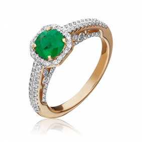 Золотое кольцо Platina 01-1441-00-106-1110-30 с бриллиантом и изумрудом 01-1441-00-106-1110-30 фото