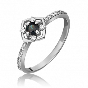 Кольцо из белого золота Platina 01-1444-00-105-1120-30 с бриллиантом и сапфиром 01-1444-00-105-1120-30 фото